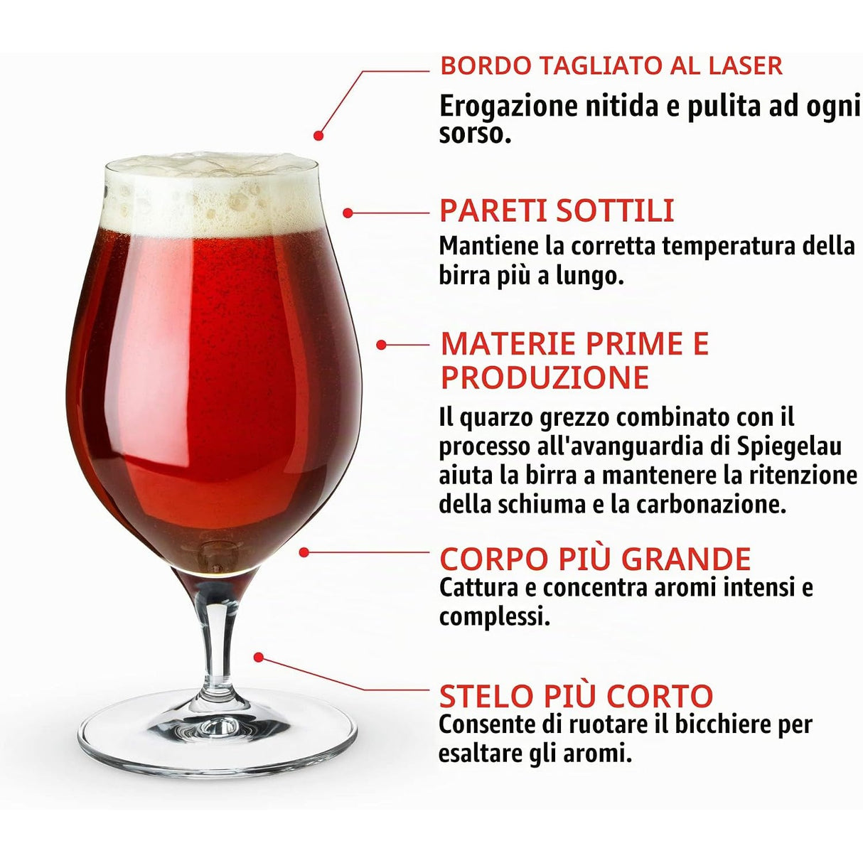 SPIEGELAU Craft Beer Glasses Bicchiere da Birra Invecchiata in Botte in Cristallo Set 2 Pezzi 480ml