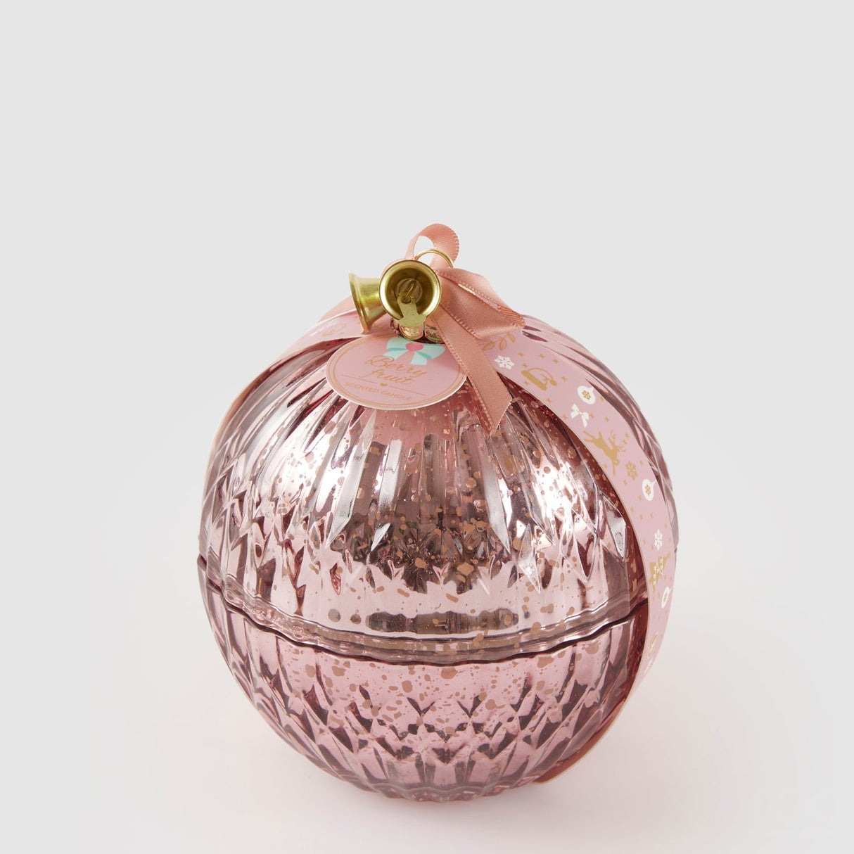 EDG Enzo De Gasperi Candela Natalizia Profumata a Sfera Rosa antico in Vetro e Cera 13cm
