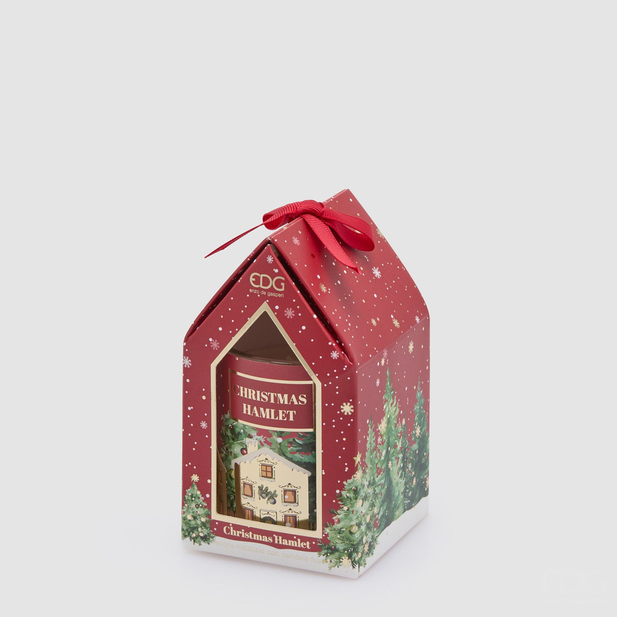 EDG Enzo De Gasperi Candela Natalizia Profumata Noel Bordeaux in Vetro e Cera 8x7cm