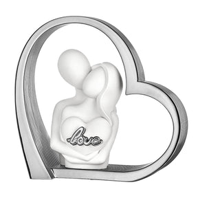 Scultura coppia cuore Bongelli Preziosi in metallo argentato 24x25 cm