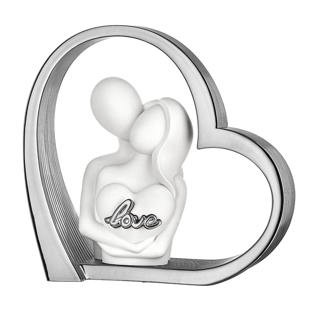 Scultura coppia cuore Bongelli Preziosi in metallo argentato 24x25 cm