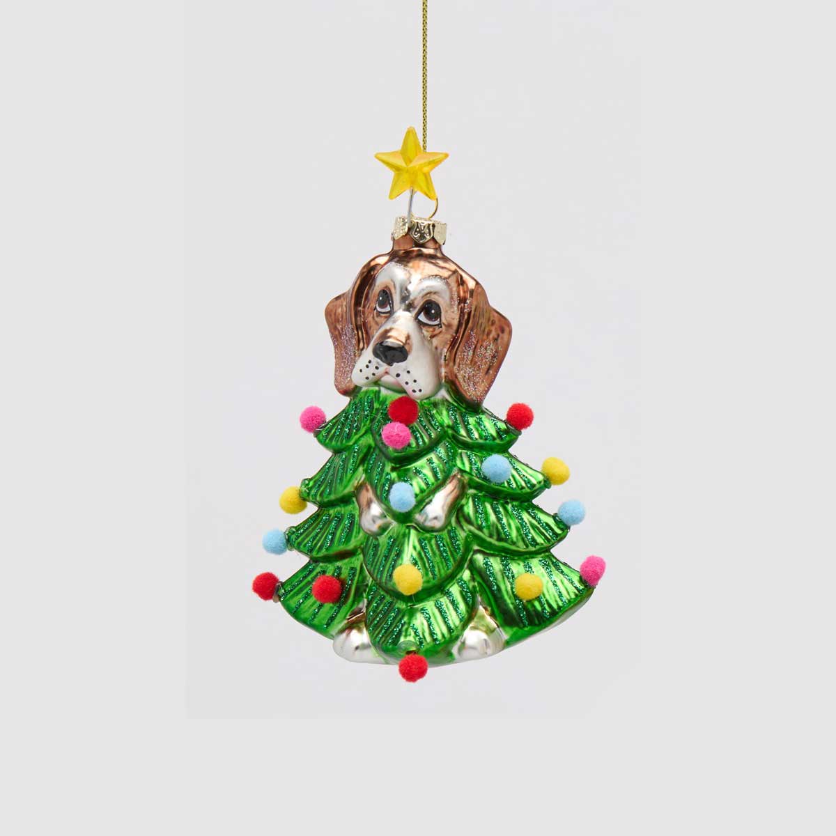 EDG Enzo De Gasperi Addobbo Natalizio Cane Vestito da Alberello Multicolore in Vetro 14cm