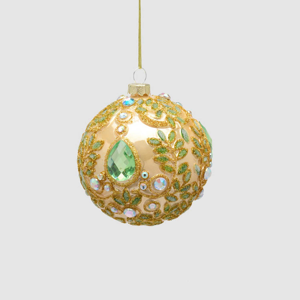 EDG Enzo De Gasperi Pallina di Natale Diamante Verde e Oro in Vetro 8cm