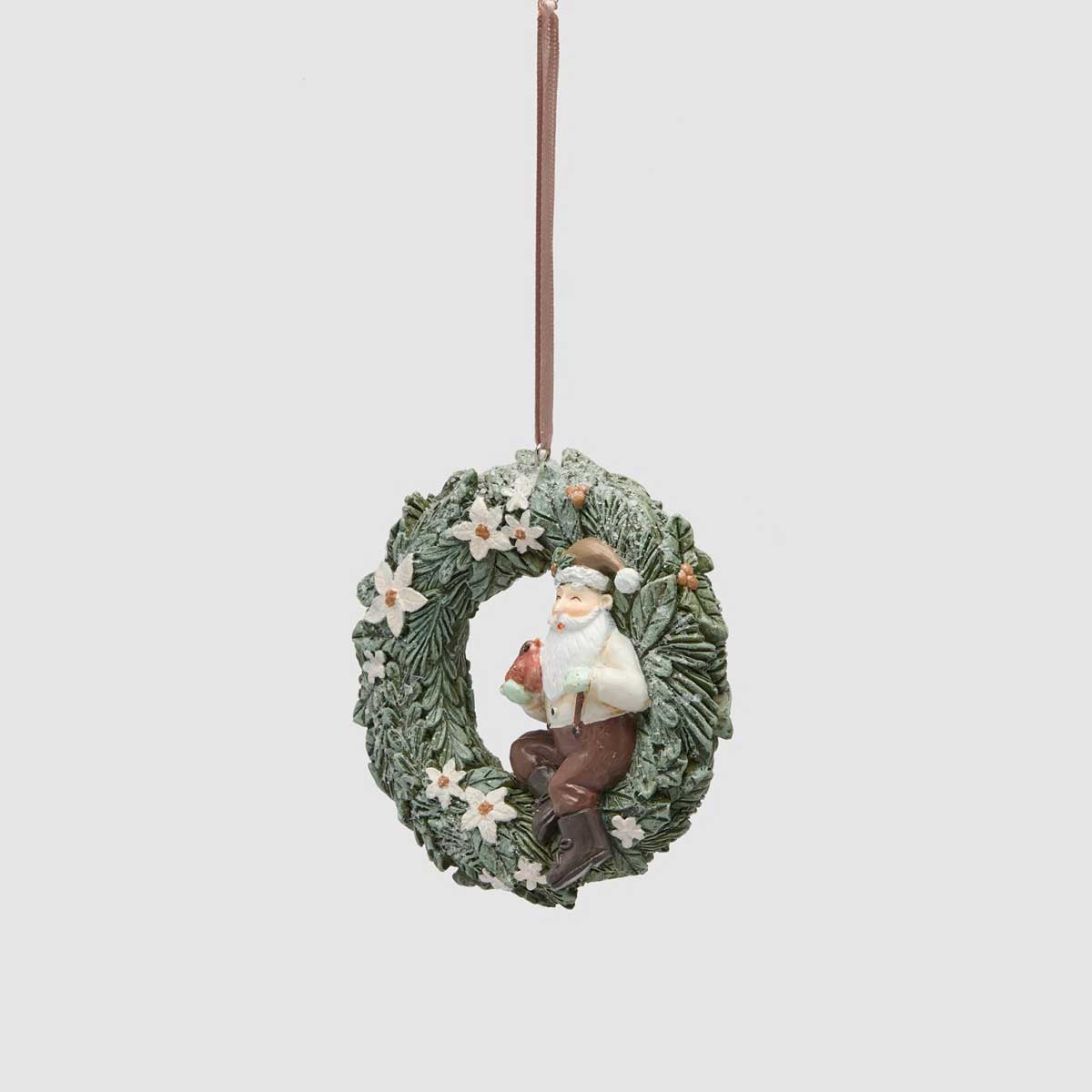 EDG Enzo De Gasperi Addobbo Ghirlanda con Babbo Natale Verde in Poliresina 12,5cm