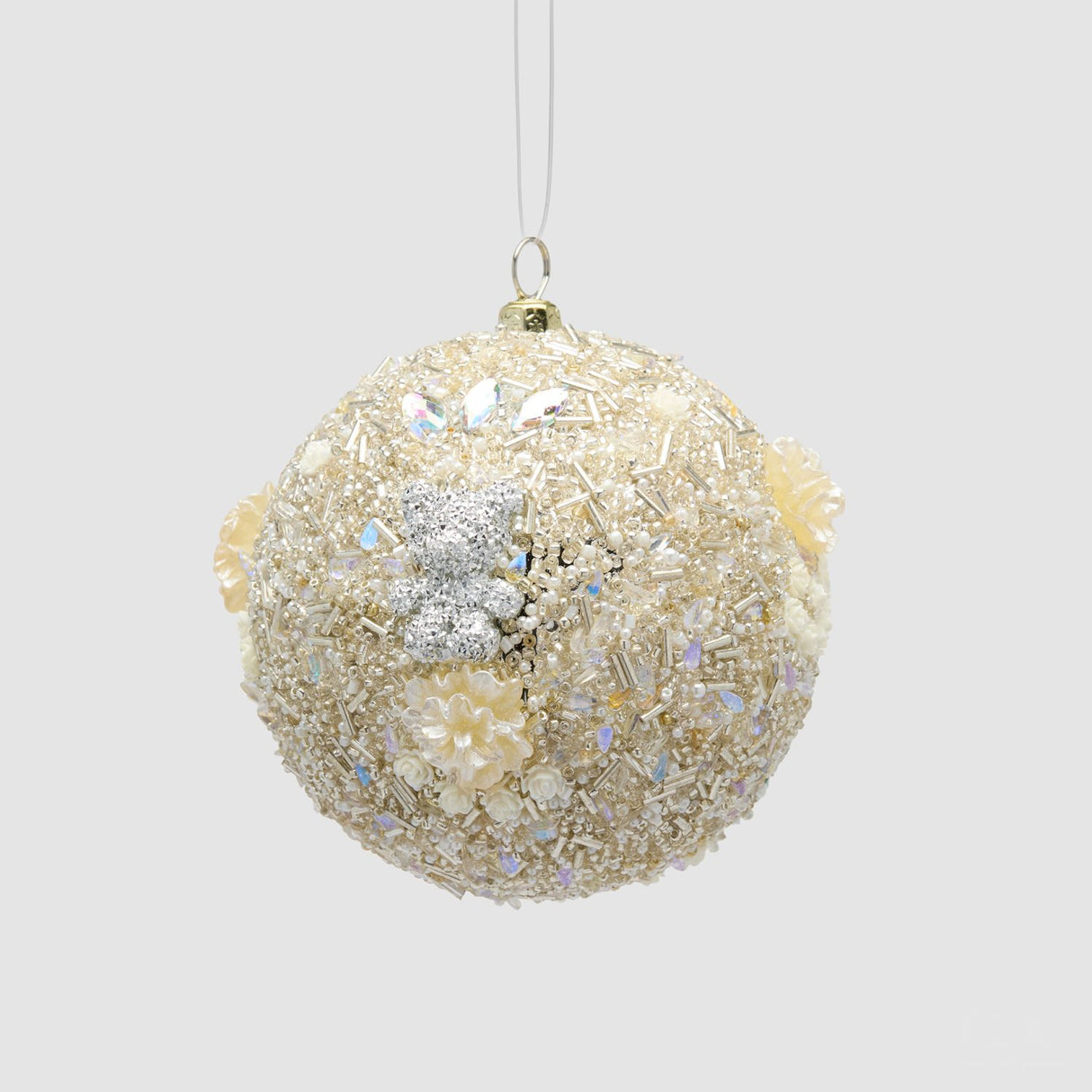 EDG Enzo De Gasperi Pallina di Natale Paillettes Argento in Plastica 10cm