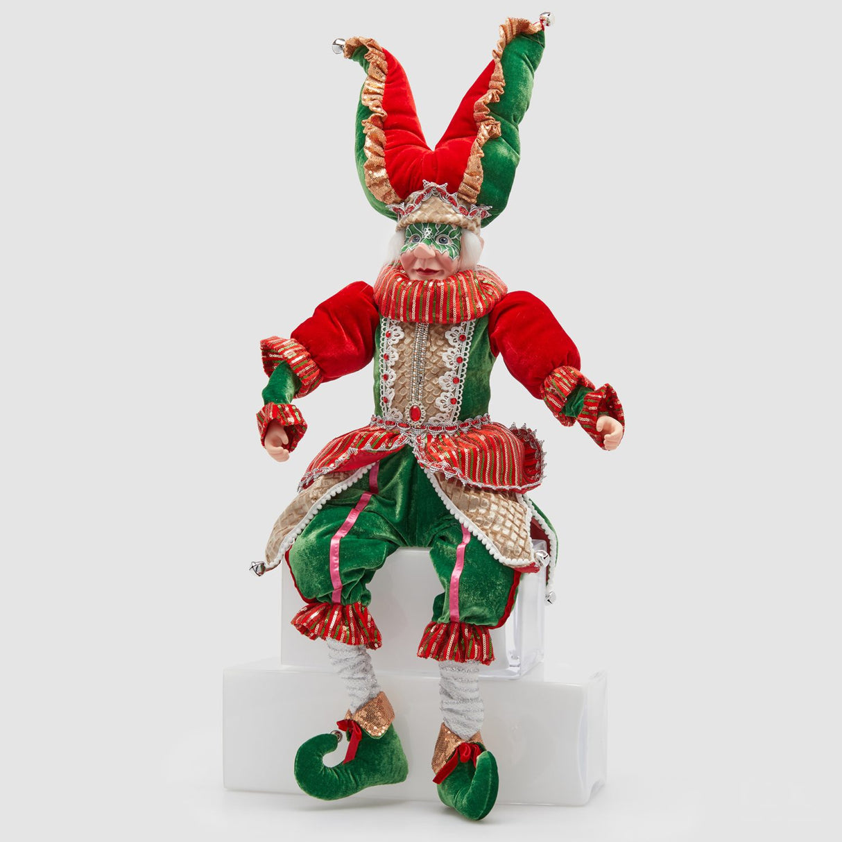 EDG Enzo De Gasperi Statua Natalizia Giullare Verde e Rosso in Plastica 90cm