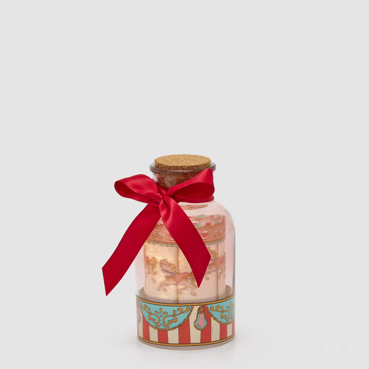 EDG Enzo De Gasperi Decoro Natalizio a Bottiglia Carosello con LED Rosa in Vetro 19x10cm