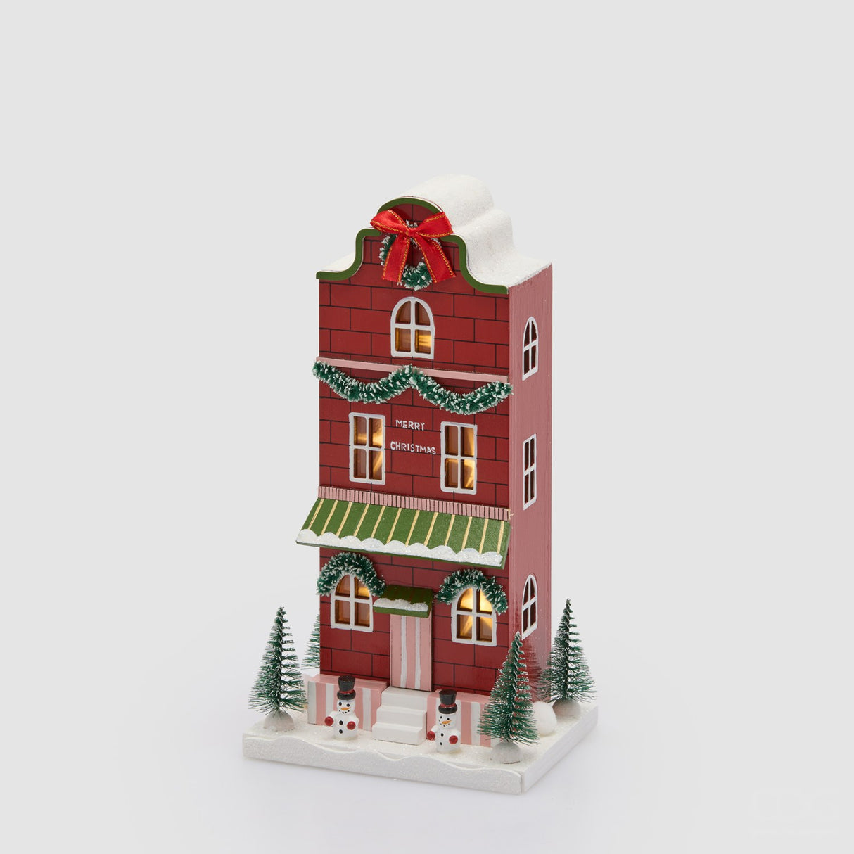 EDG Enzo De Gasperi Diorama Natalizio Casetta Luminosa a LED Verde e Rosso in Legno 27,5x14,5x10,5cm