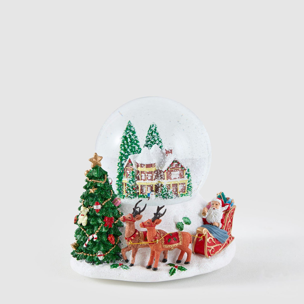 EDG Enzo De Gasperi Palla di Neve Babbo Natale in Slitta Multicolore in Poliresina 17,5x16cm