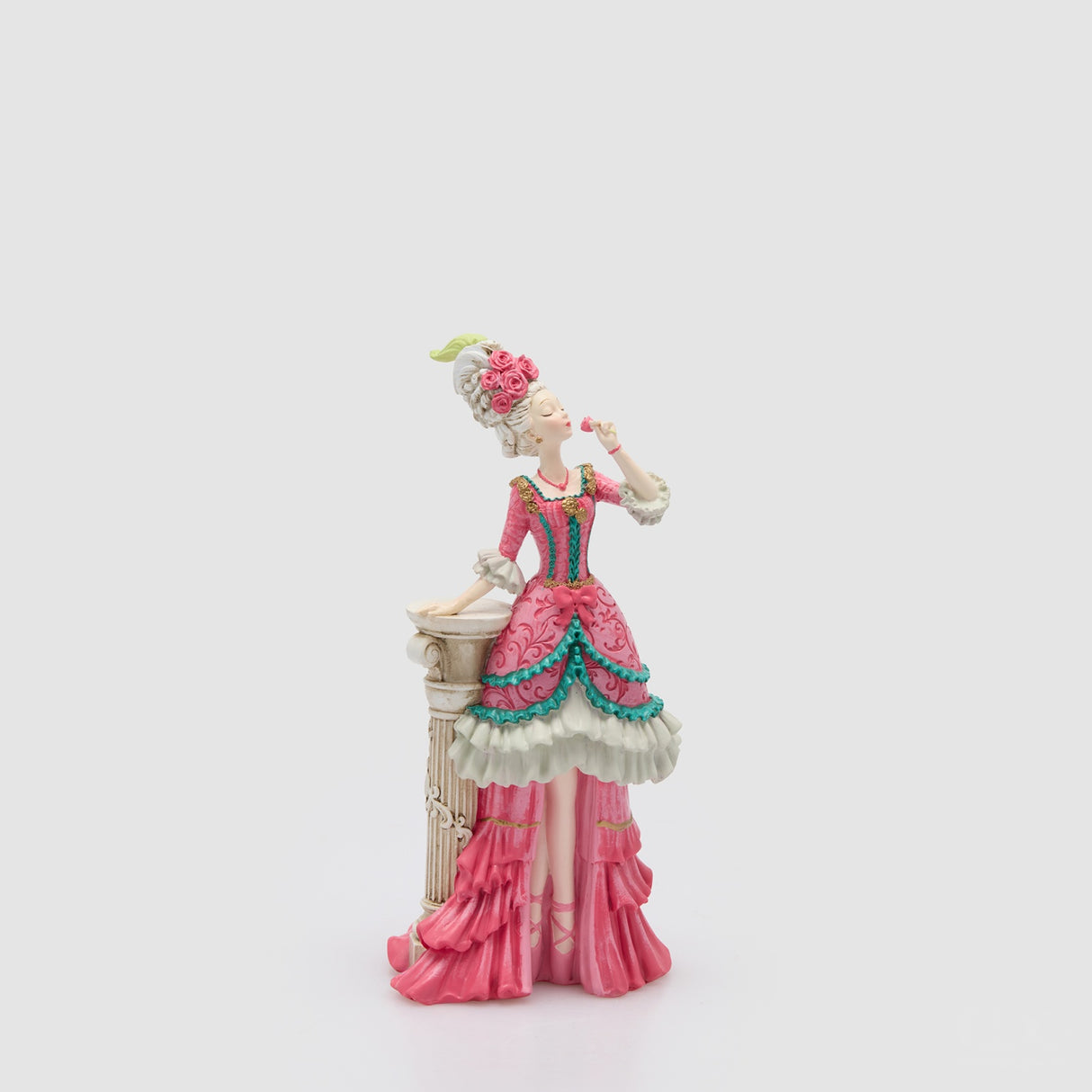 EDG Enzo De Gasperi Statua Natalizia Dama d'Epoca Multicolore in Poliresina 25x12cm