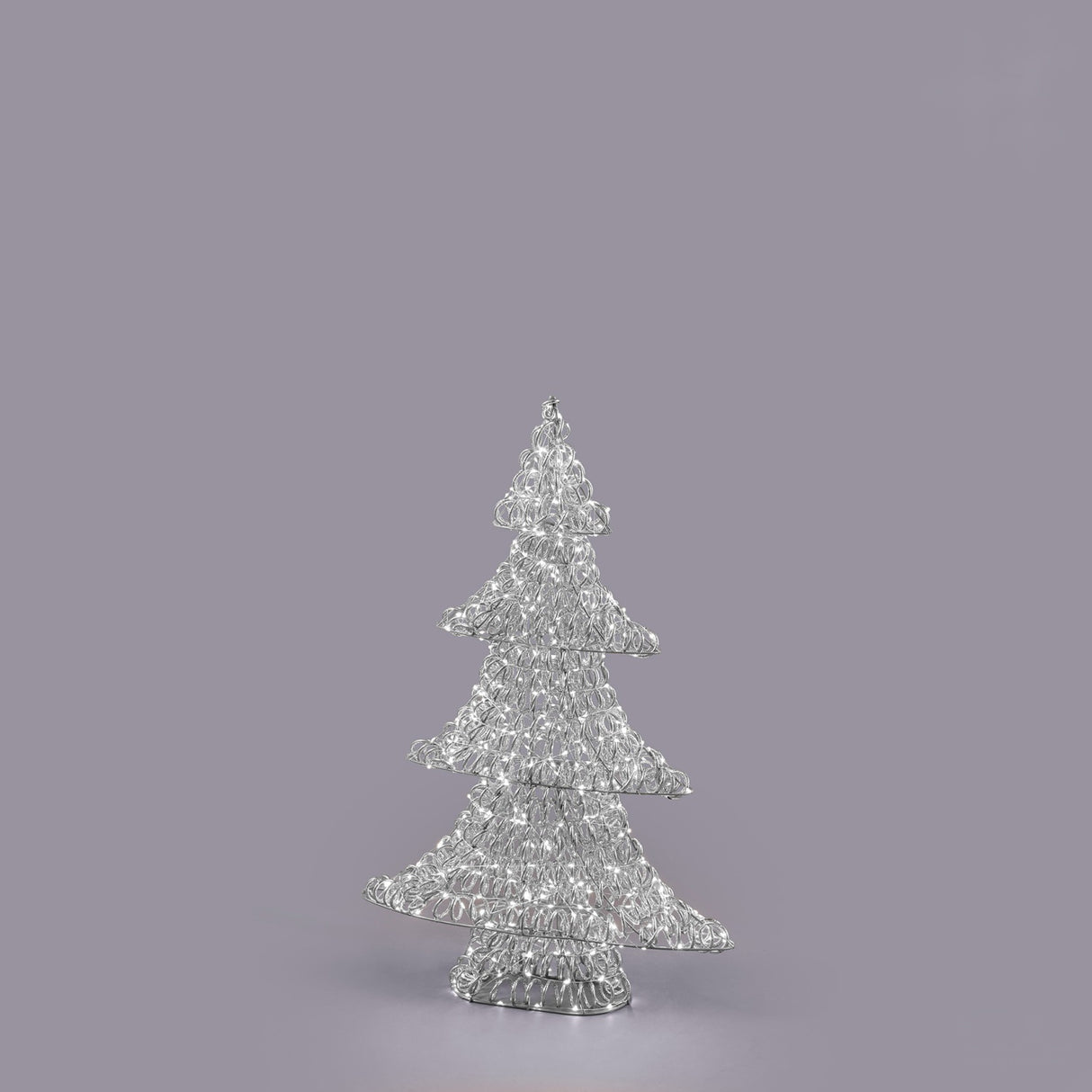 EDG Enzo De Gasperi Alberello Luminoso Natalizio Curly Argento 600 MicroLED 80x53x14cm