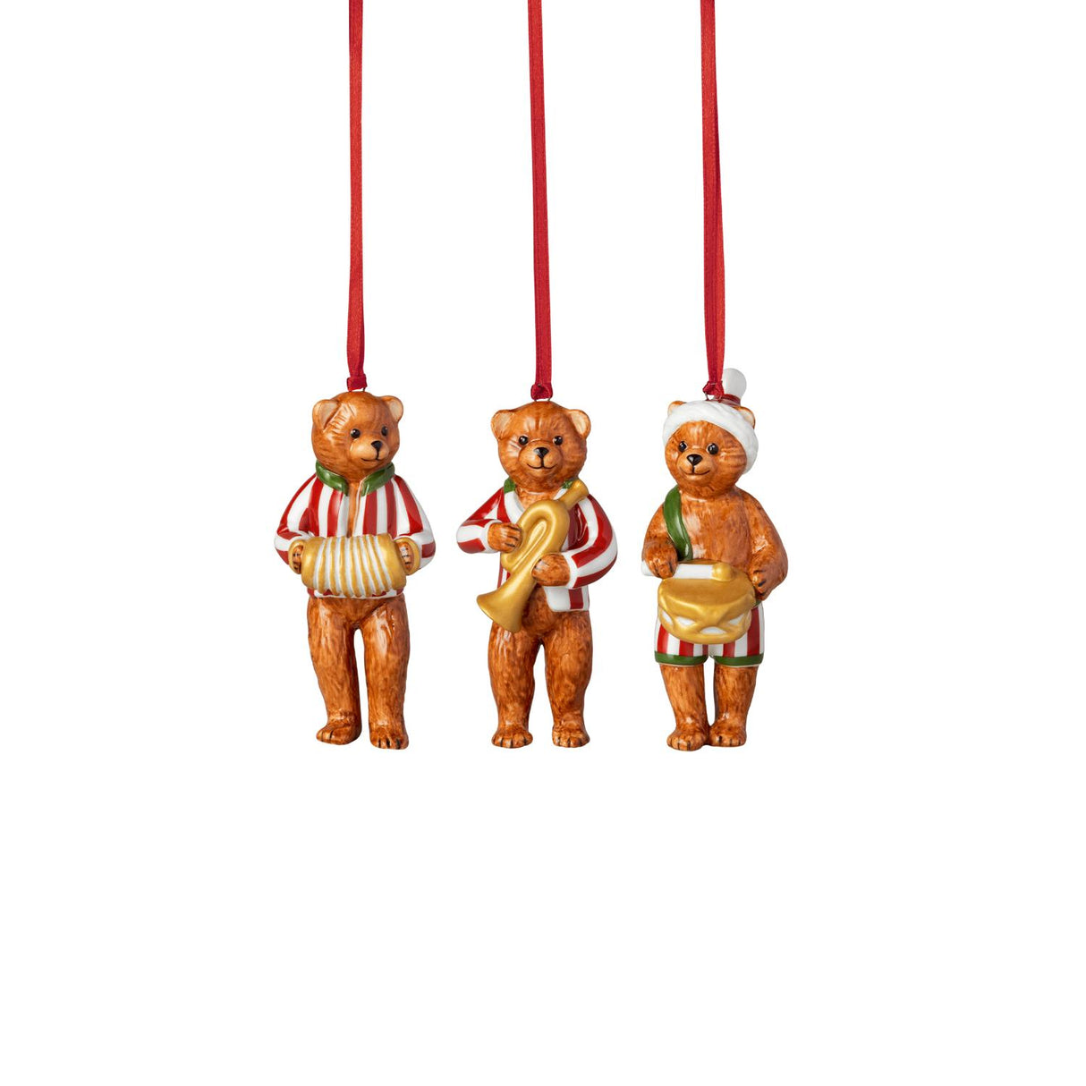 VILLEROY & BOCH Set 3 Addobbi Natalizi Orsetti Nostalgic Ornaments in Porcellana 8,5cm