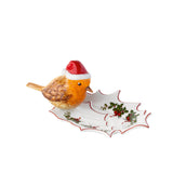 VILLEROY & BOCH Ciotola Natalizia Foglia con Pettirosso Toy's Fantasy in Porcellana 9cm