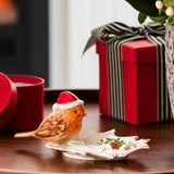 VILLEROY & BOCH Ciotola Natalizia Foglia con Pettirosso Toy's Fantasy in Porcellana 9cm