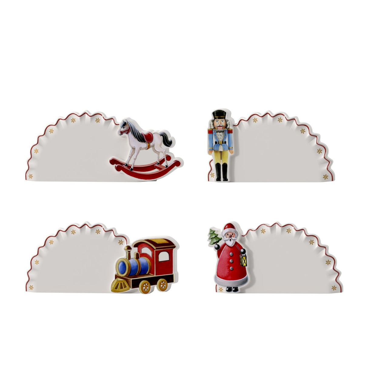 VILLEROY & BOCH Set 4 Segnaposto Natalizi Toy's Delight in Porcellana Premium 4x11cm