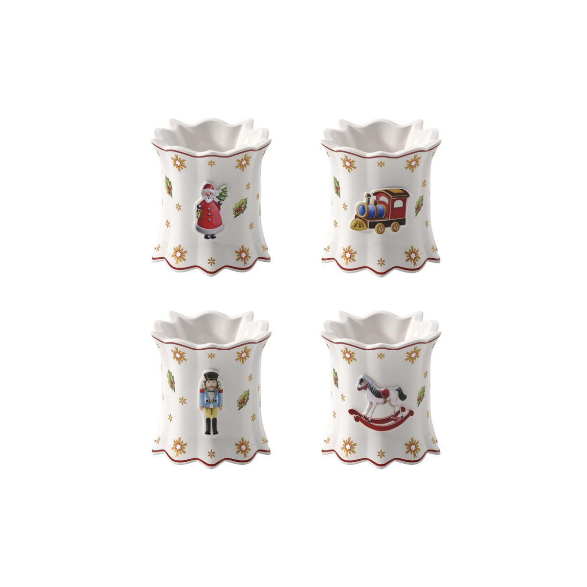 VILLEROY & BOCH Set 4 Portatovaglioli Natalizi Toy's Delight in Porcellana Premium 5cm