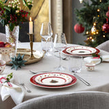 VILLEROY & BOCH Set 6 Piatti Dessert Natalizi Toy's Delight Specials Rosso e Bianco in Porcellana Premium 21,5cm