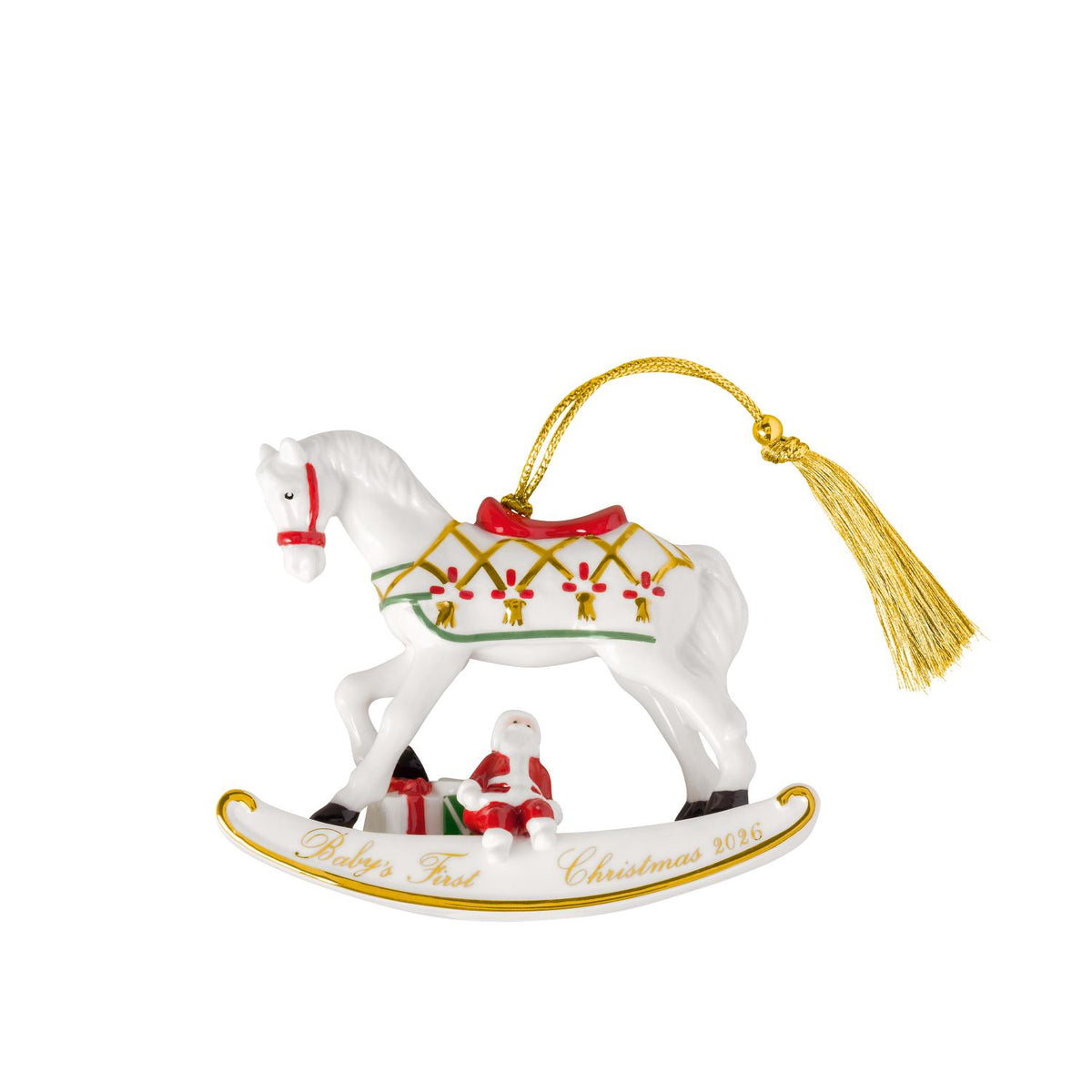 VILLEROY & BOCH Addobbo Natalizio Cavallo a Dondolo Christmas Classics 2026 Oro in Porcellana Premium 9cm