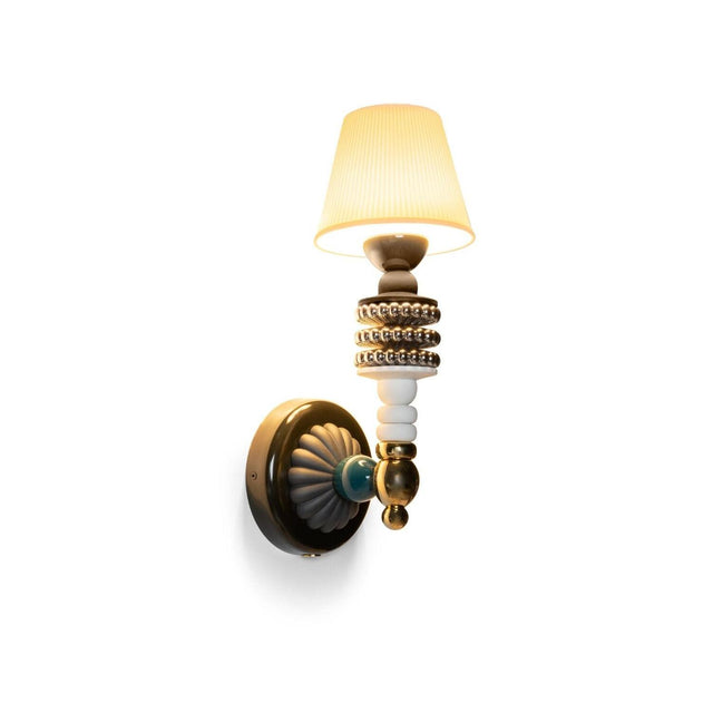 Lampada da parete Firefly Lladrò in porcellana bianca e nera 34x12 cm