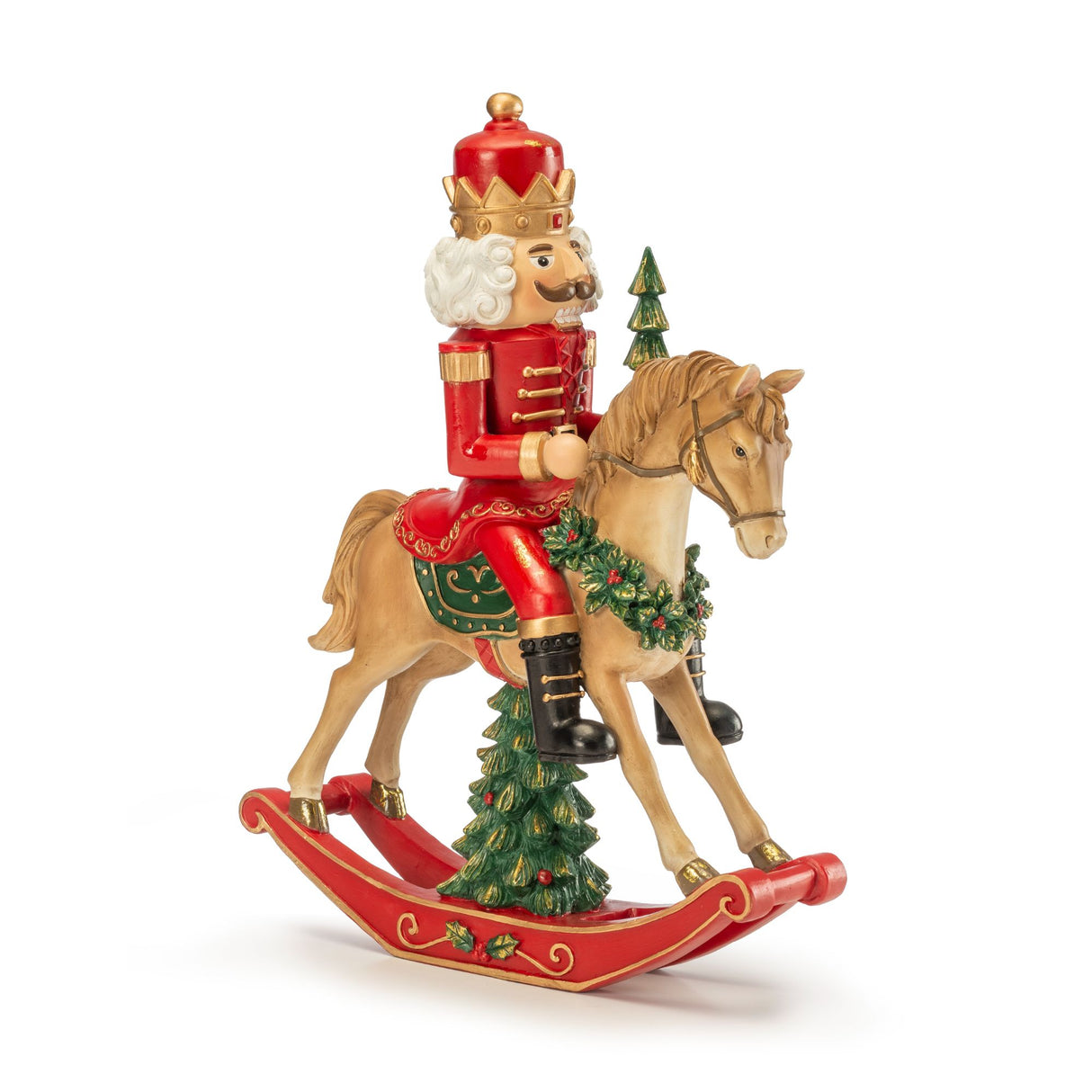 Soldatino a cavallo Noel in resina decorazione natalizia 36 cm