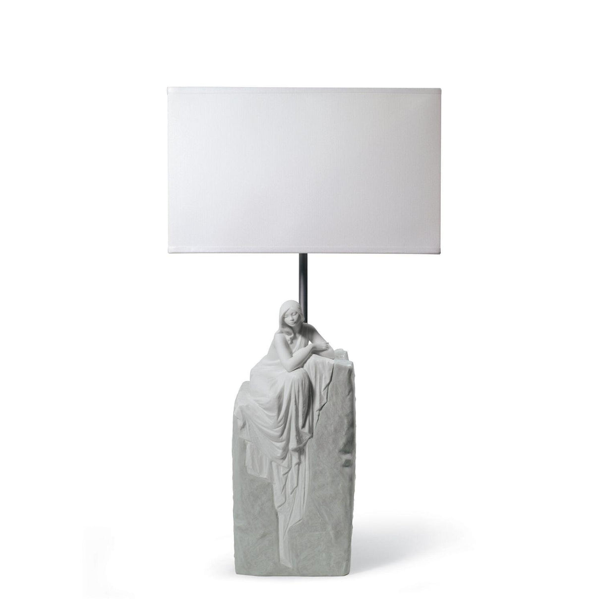 Lampada da tavolo Donna Contemplativa Lladrò in porcellana 57x30 cm