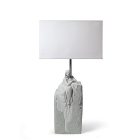 Lampada da tavolo Donna Contemplativa Lladrò in porcellana 57x30 cm