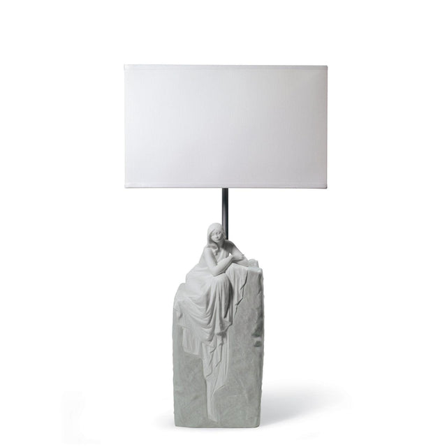 Lampada da tavolo Donna Contemplativa Lladrò in porcellana 57x30 cm