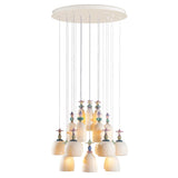 Lampadario Mademoiselle Lladrò in porcellana opaca e lucida 24 luci