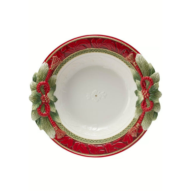 Vassoio centrotavola Fitz and Floyd in porcellana decoro natalizio 40 cm