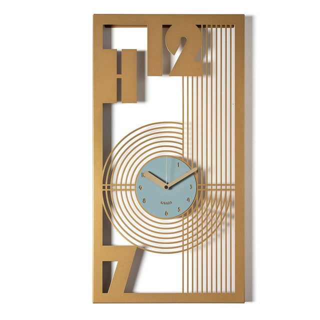Orologio Gropius Arti e Mestieri in ferro finitura oro verde 75x40 cm
