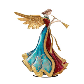 Angelo di Natale Noel in metallo multicolore altezza 36 cm