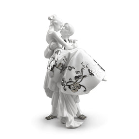 Statuina coppia Il Giorno Più Felice Lladrò porcellana opaca e argento