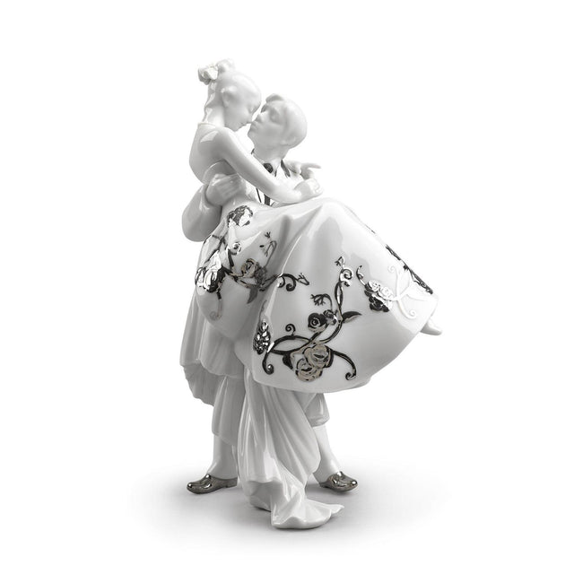Statuina coppia Il Giorno Più Felice Lladrò porcellana opaca e argento