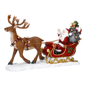 Babbo Natale su slitta Timstor in poliresina decorazione natalizia 49 cm