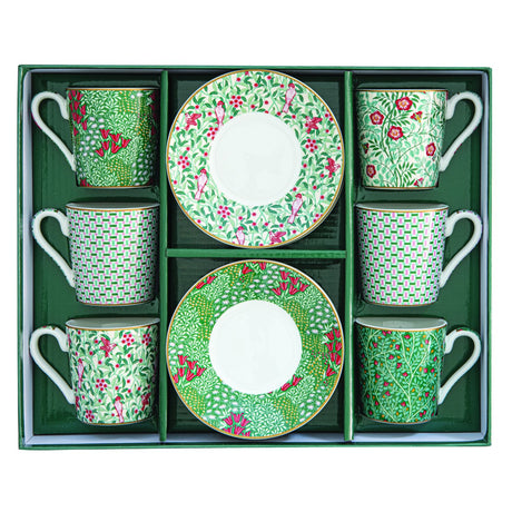 Set 6 tazzine caffè Easy Life in porcellana con decoro floreale 100 ml