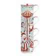 Set 4 tazze impilabili Easy Life in porcellana decoro natalizio 275 ml