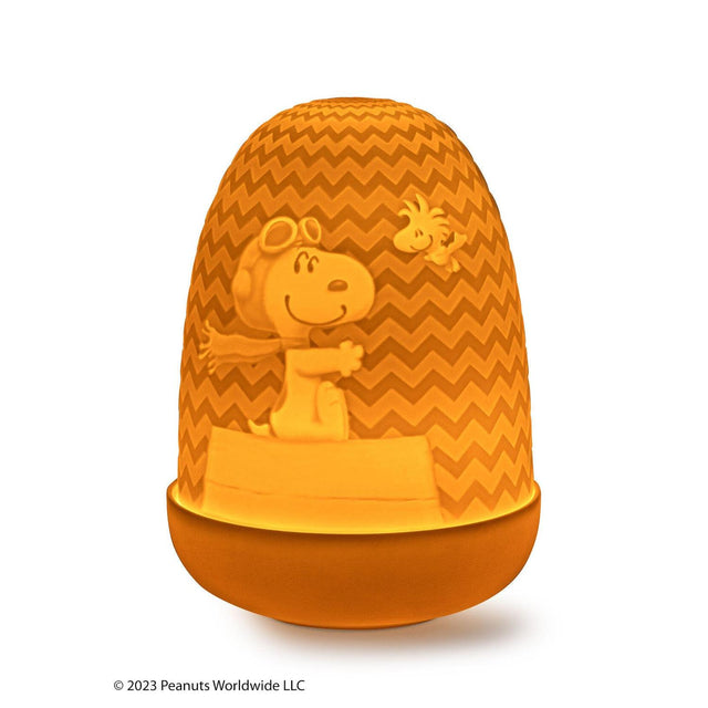 Lampada da tavolo Snoopy Dome Lladrò in porcellana con litofania 15x11 cm
