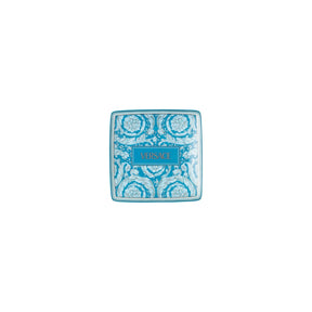 Ciotola Barocco Versace in porcellana azzurra quadrata 12x12 cm