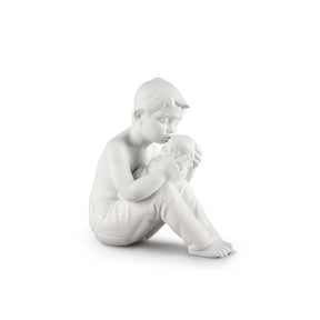 Statuetta Benvenuto a Casa Lladrò in porcellana bianca opaca 25x23 cm
