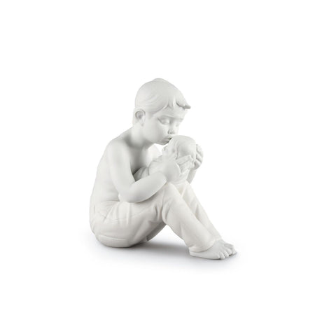 Statuetta Benvenuto a Casa Lladrò in porcellana bianca opaca 25x23 cm