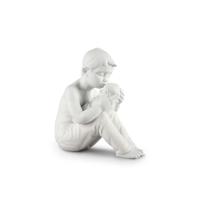 Statuetta Benvenuto a Casa Lladrò in porcellana bianca opaca 25x23 cm