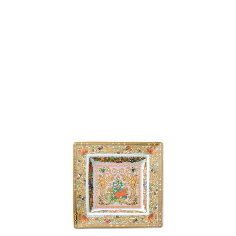 Ciotola quadrata Versace Le Jardin in porcellana con decori floreali 14x14 cm