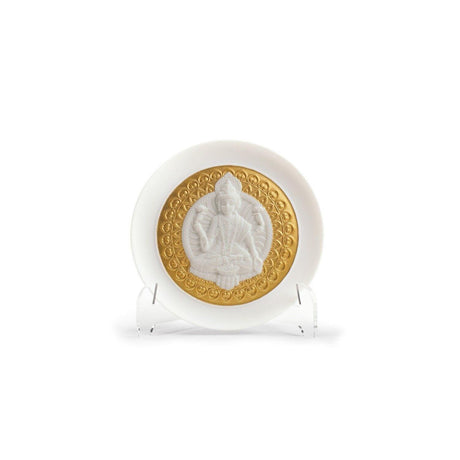 Piatto decorativo Dea Lakshmi Lladrò in porcellana opaca con dettagli oro