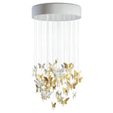 Lampadario Niagara Lladrò in porcellana con dettagli oro 170x80 cm