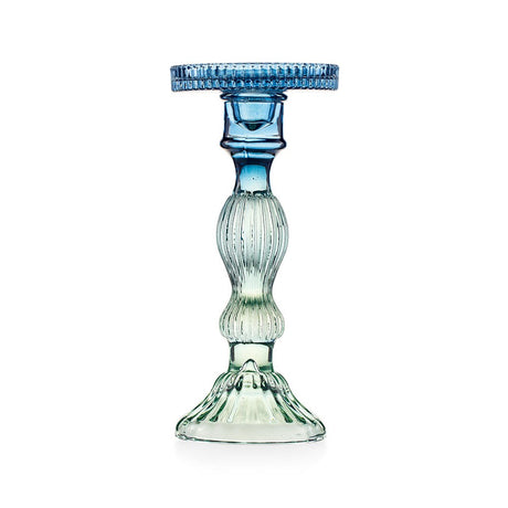 Candeliere Atena Emò Italia in vetro colorato verde e blu 22 cm