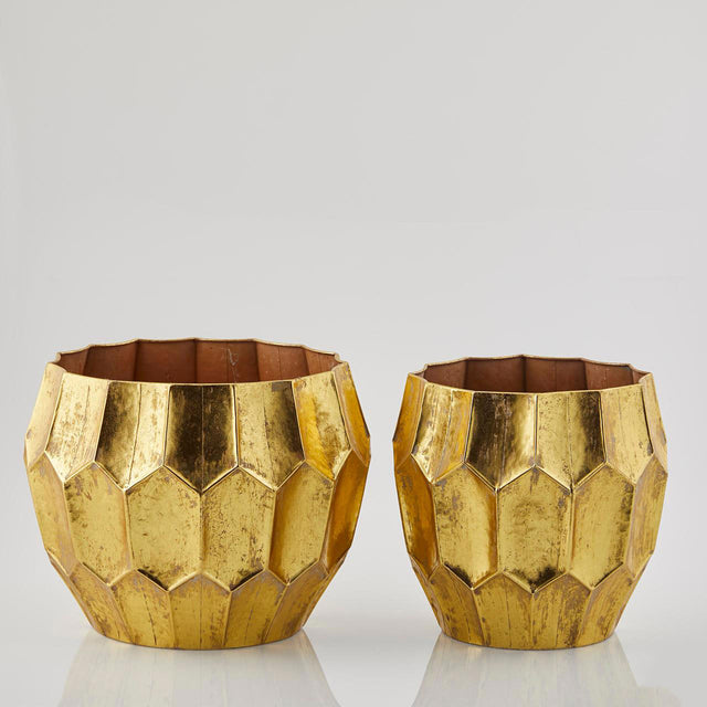 Vaso Metal geometrico EDG in metallo color oro 33x41 cm