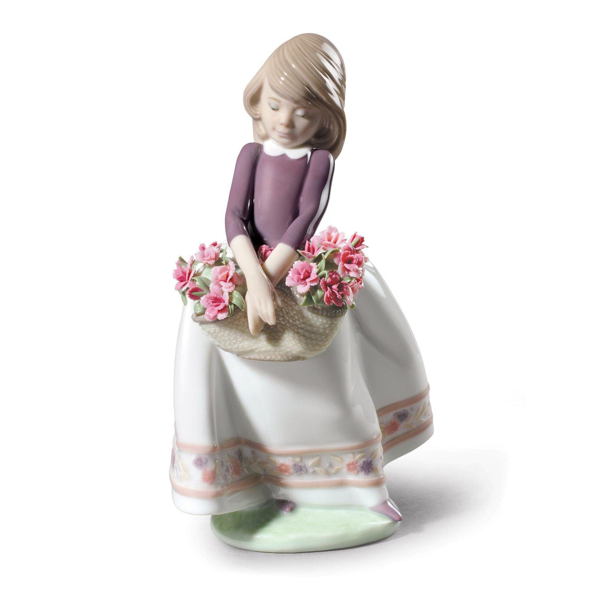 Statuina Fioraia Lladrò in porcellana con gonna decorata 17x7 cm