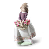 Statuina Fioraia Lladrò in porcellana con gonna decorata 17x7 cm