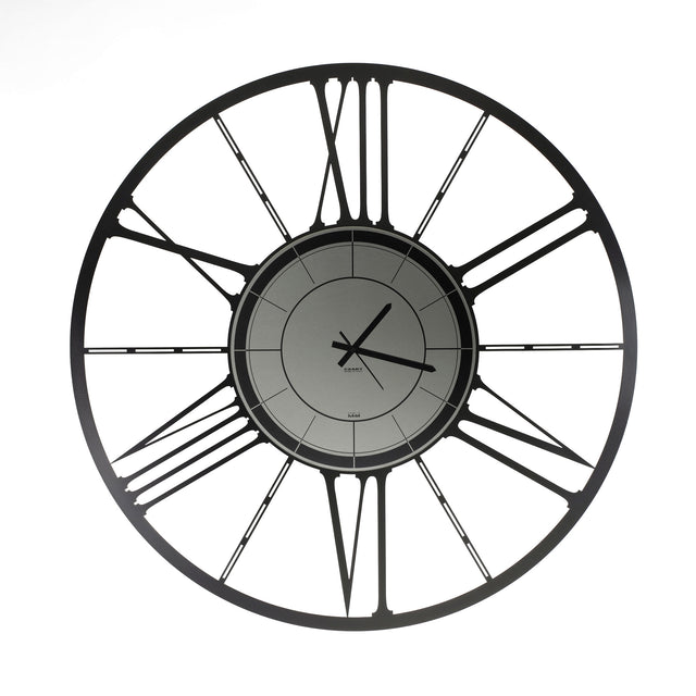 Orologio da parete Big Ruota Ceart in metallo nero con specchio fumè 100 cm