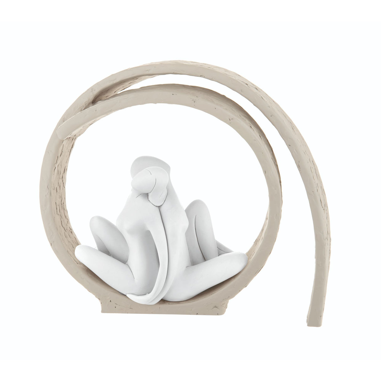 Scultura coppia innamorati Bongelli in marmorino bianco e nocciola 15 cm